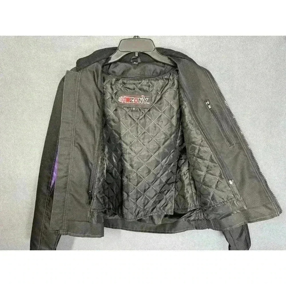 Zony Jacket Womens Small Black/Purple Motorcycle Riding Moto Removable Lining - Picture 3 of 9